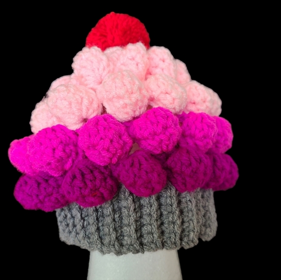 Custom handmade crochet Cupcake Beanie - Picture 2 of 3